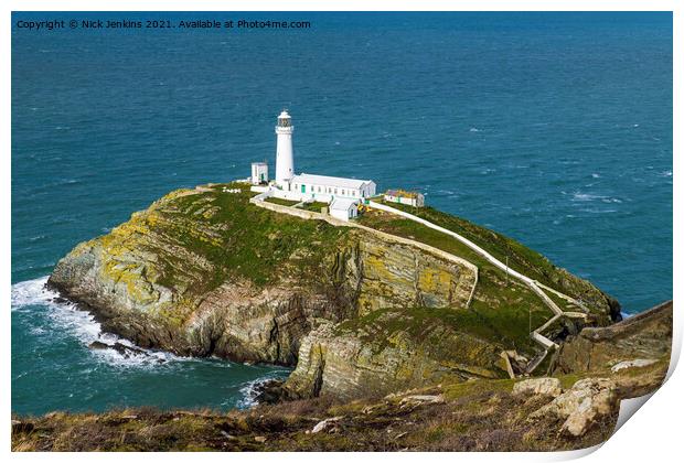 South Stack Lighthouse Holyhead Anglesey Coast l Print by Nick Jenkins