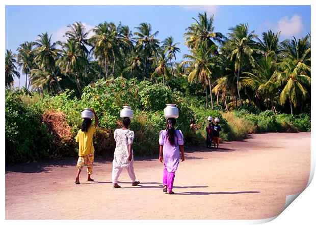 carrying water Print by Hassan Najmy