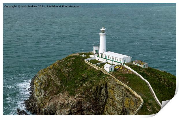 South Stack Lighthouse Holyhead Anglesey Print by Nick Jenkins