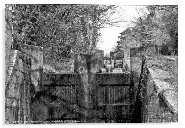 Pontnewyyd locks Monmouth brecon canal Acrylic by keith hannant