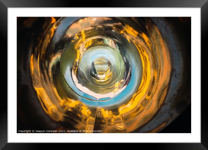 Abstract tube shape background with converging metallic reflecti Framed Mounted Print by Joaquin Corbalan