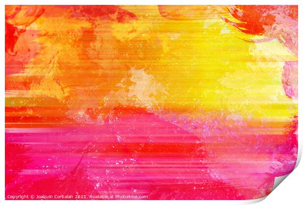 Abstract background in bright summer colors with horizontal line Print by Joaquin Corbalan