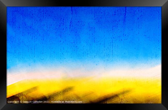 Background, with rough and aged texture, out of focus of a blue  Framed Print by Joaquin Corbalan