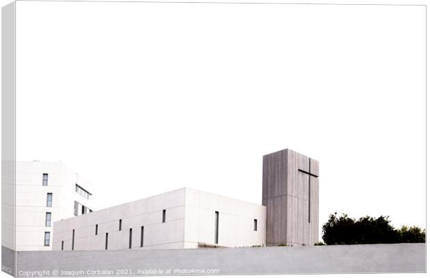 Modern monastery of recent construction, isolated with high conc Canvas Print by Joaquin Corbalan
