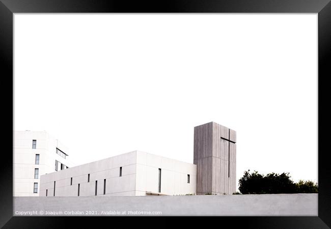 Modern monastery of recent construction, isolated with high conc Framed Print by Joaquin Corbalan