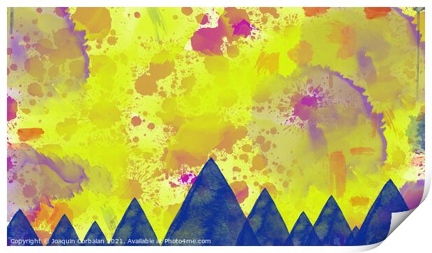 Abstract background with watercolor splashes and border with sha Print by Joaquin Corbalan