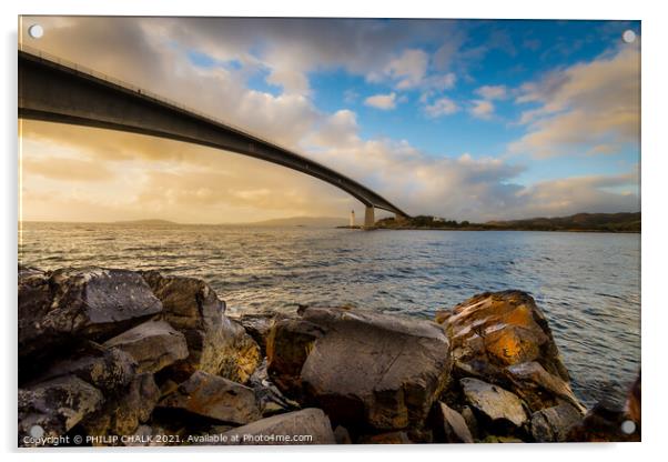 Isle of Skye bridge sunset in Scotland  345 Acrylic by PHILIP CHALK