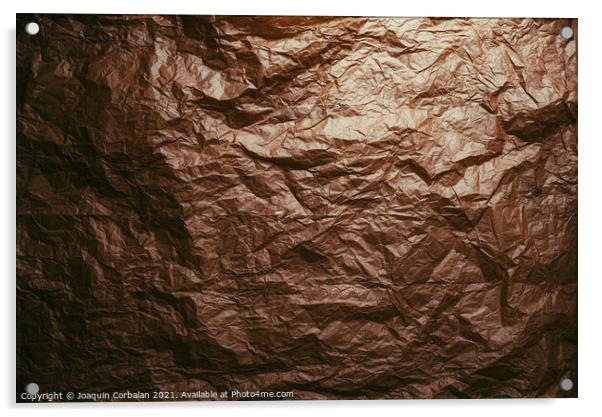 Crumpled and expanded paper with natural texture of reddish tone Acrylic by Joaquin Corbalan