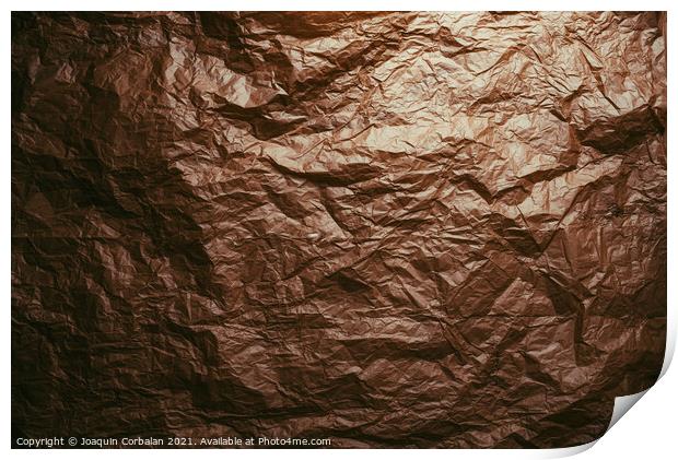 Crumpled and expanded paper with natural texture of reddish tone Print by Joaquin Corbalan