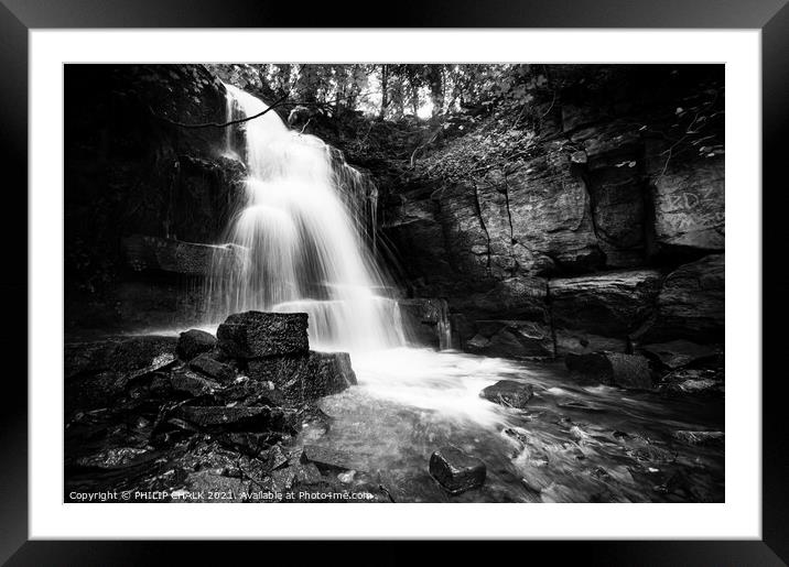 Wensley waterfall Yorkshire dales black and white  346  Framed Mounted Print by PHILIP CHALK