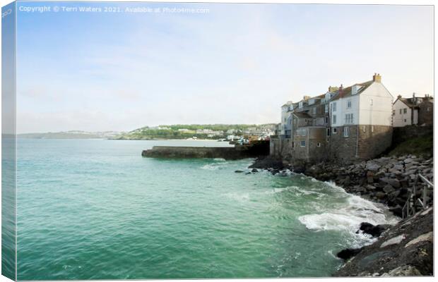 High Tide at Bamaluz Beach St Ives Canvas Print by Terri Waters