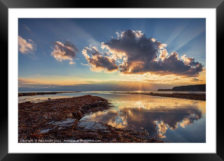 Sunset Sunbeams at Kimmeridge Bay Framed Mounted Print by Paul Smith