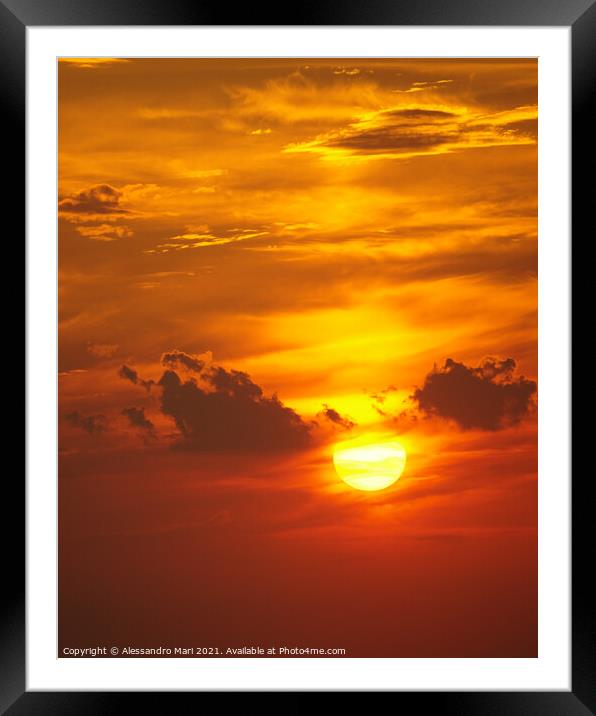 Vertical shot of a beautiful sunset sky Framed Mounted Print by Alessandro Mari