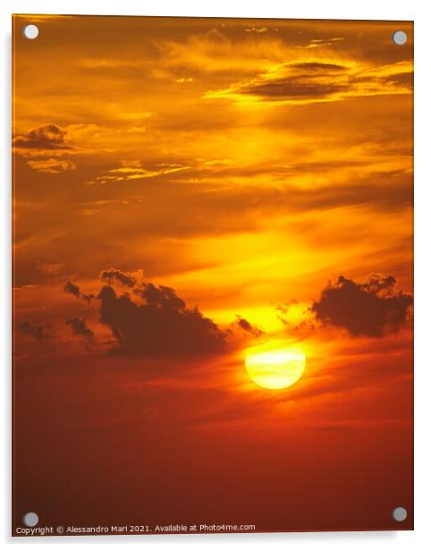 Vertical shot of a beautiful sunset sky Acrylic by Alessandro Mari