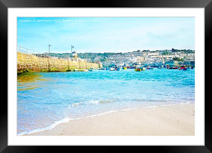 The Harbour St Ives Framed Mounted Print by Terri Waters