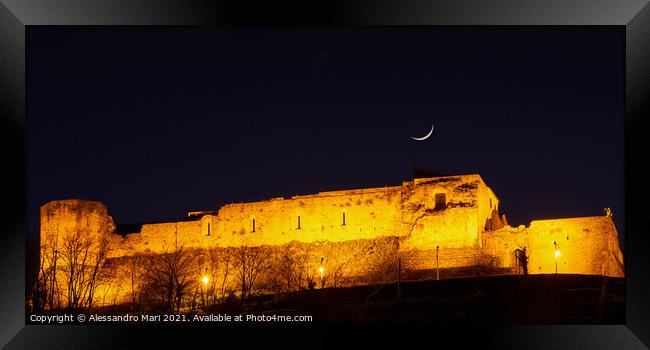 Castle of Cosenza by night in Calabria, Italy Framed Print by Alessandro Mari
