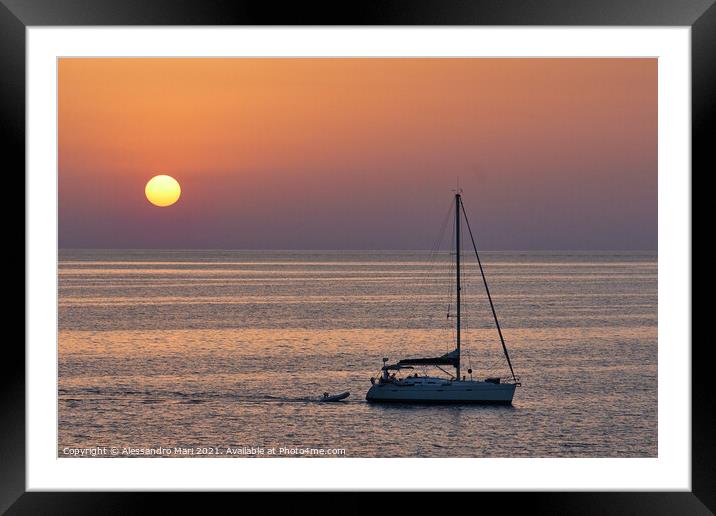 Beautiful scenery of the sunset at Belvedere Marittimo in Italy Framed Mounted Print by Alessandro Mari