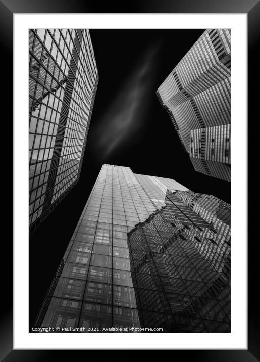 Looking up in the City of London Framed Mounted Print by Paul Smith