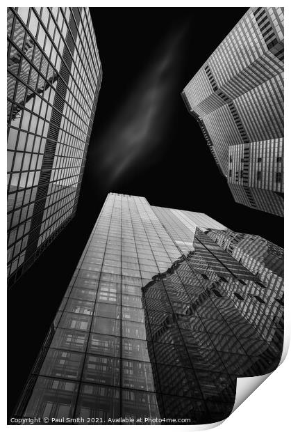 Looking up in the City of London Print by Paul Smith