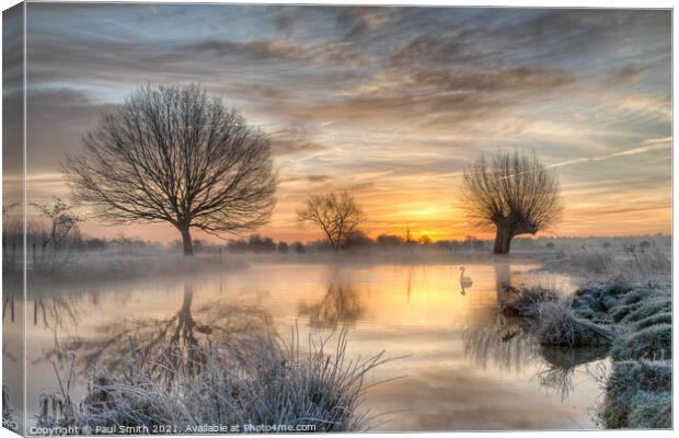 Mist and Frost on the Stour Canvas Print by Paul Smith
