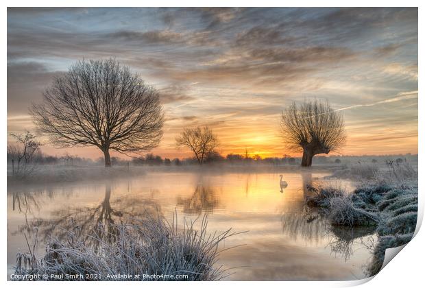 Mist and Frost on the Stour Print by Paul Smith