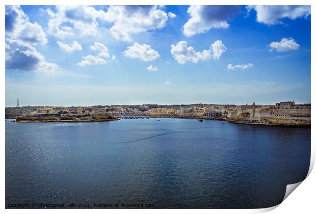 Valletta Harbour Print by Christopher Kelly