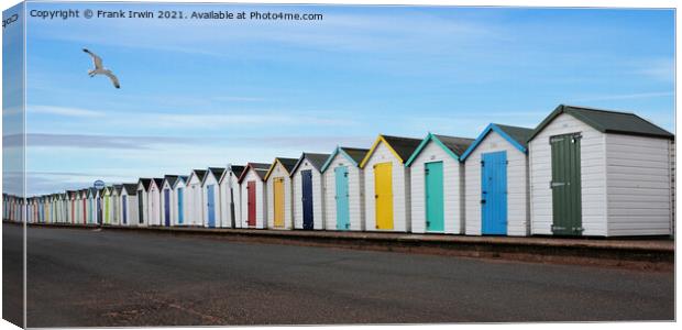 Beach huts parallel to the coastline Canvas Print by Frank Irwin