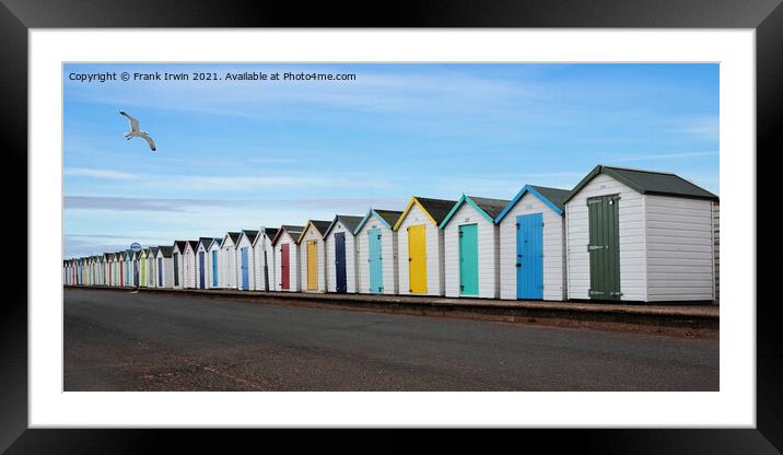 Beach huts parallel to the coastline Framed Mounted Print by Frank Irwin