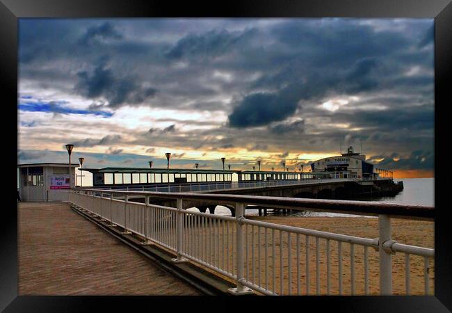 Bournemouth Pier And Beach Dorset Framed Print by Andy Evans Photos