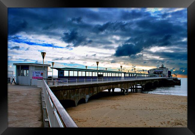 Bournemouth Pier And Beach Dorset Framed Print by Andy Evans Photos
