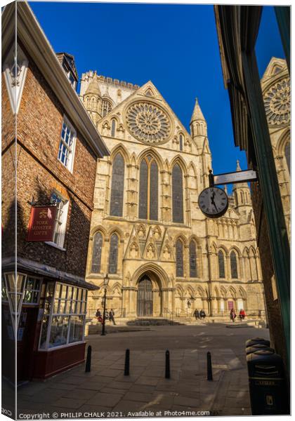 York minster view from Minster gate 350  Canvas Print by PHILIP CHALK