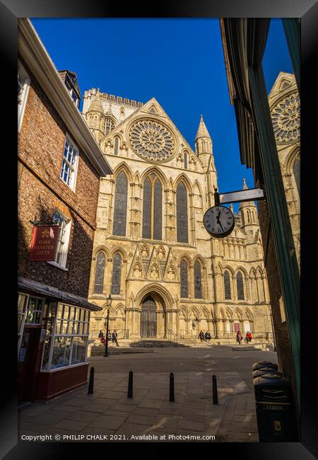 York minster view from Minster gate 350  Framed Print by PHILIP CHALK