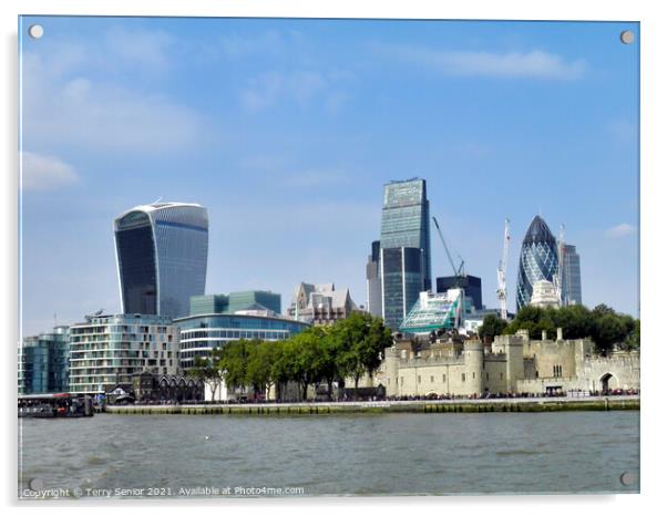 Building Cheese Grater Gherkin Skyline Walkie Talk Acrylic by Terry Senior