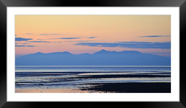 Isle of Arran mountains at dusk Framed Mounted Print by Allan Durward Photography