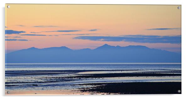 Isle of Arran mountains at dusk Acrylic by Allan Durward Photography