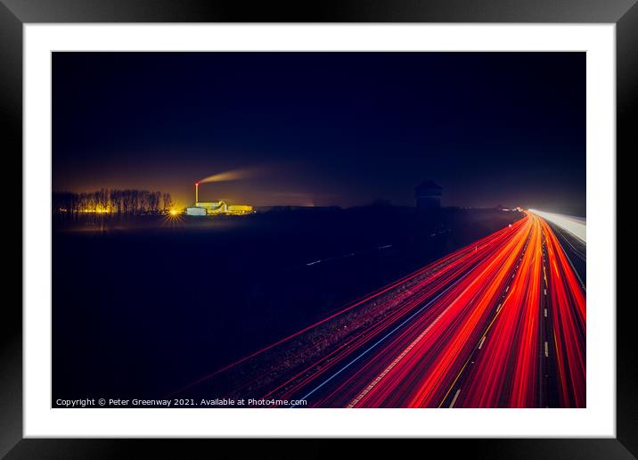 Driving Home For Christmas - M40 Traffic Light Traces Framed Mounted Print by Peter Greenway