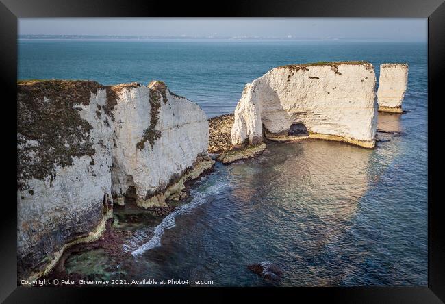 The Jurassic Cost - Old Harry's Rock  Framed Print by Peter Greenway
