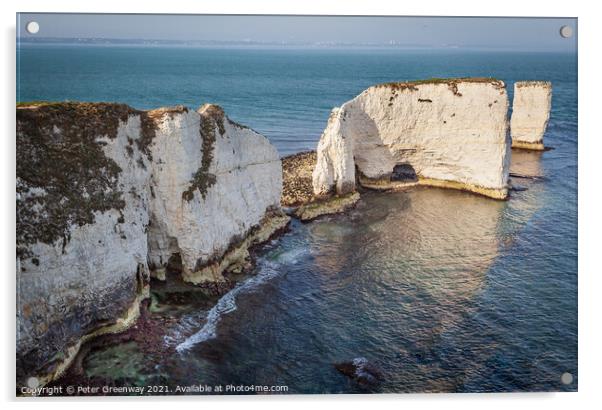 The Jurassic Cost - Old Harry's Rock  Acrylic by Peter Greenway