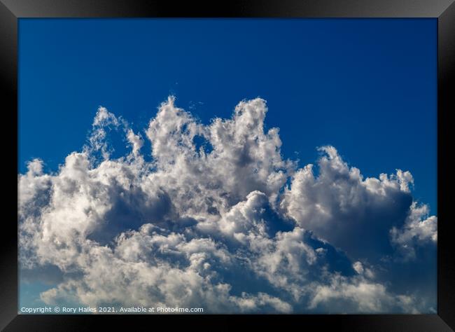 Cumulus clouds  blue sky Framed Print by Rory Hailes