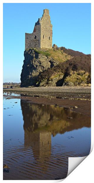 Ayr`s Greenan Castle reflected Print by Allan Durward Photography