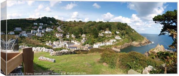 Polperro is a large village, civil parish, and fishing harbour within the Polperro Heritage Coastline in south Cornwall, England. Canvas Print by Terry Senior