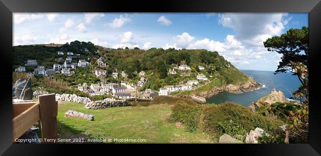 Polperro is a large village, civil parish, and fishing harbour within the Polperro Heritage Coastline in south Cornwall, England. Framed Print by Terry Senior
