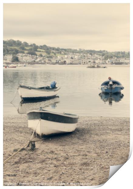 Boats Beached At Low Tide On Teignmouth 'Back Beac Print by Peter Greenway