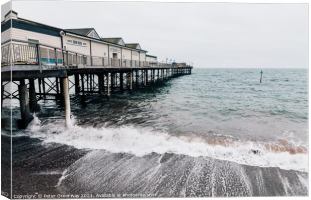 Teignmouth Pier On A Bleak Winter's Afternoon Canvas Print by Peter Greenway