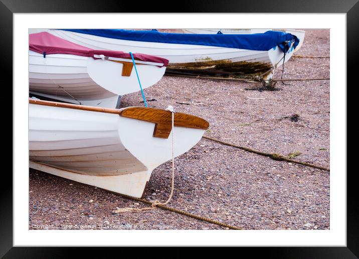 Rowing Boats Beached At Low Tide On Teignmouth 'Ba Framed Mounted Print by Peter Greenway
