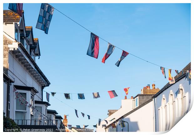 Regatta Bunting In Shaldon, Devon Print by Peter Greenway