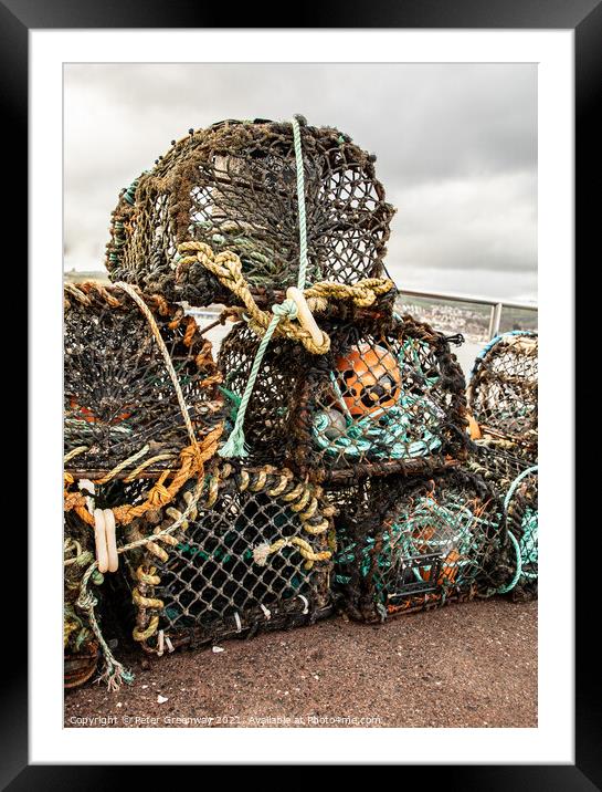 Fishermen Lobster Pots At Shaldon, Devon Framed Mounted Print by Peter Greenway