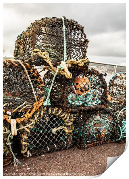Fishermen Lobster Pots At Shaldon, Devon Print by Peter Greenway