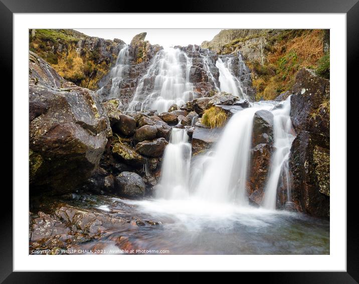 Langdale waterfall  near Stickle tarn in the lake district 353  Framed Mounted Print by PHILIP CHALK
