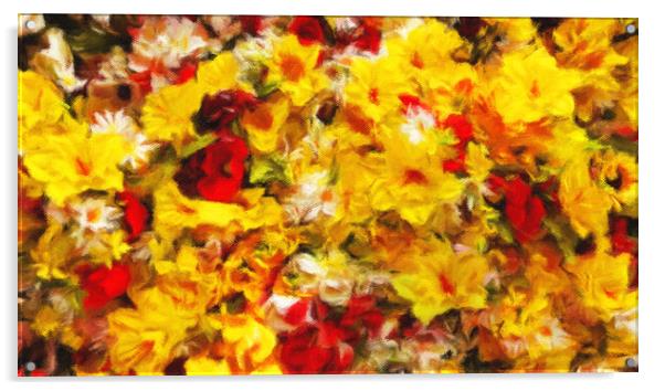Background of summer flowers Acrylic by Wdnet Studio